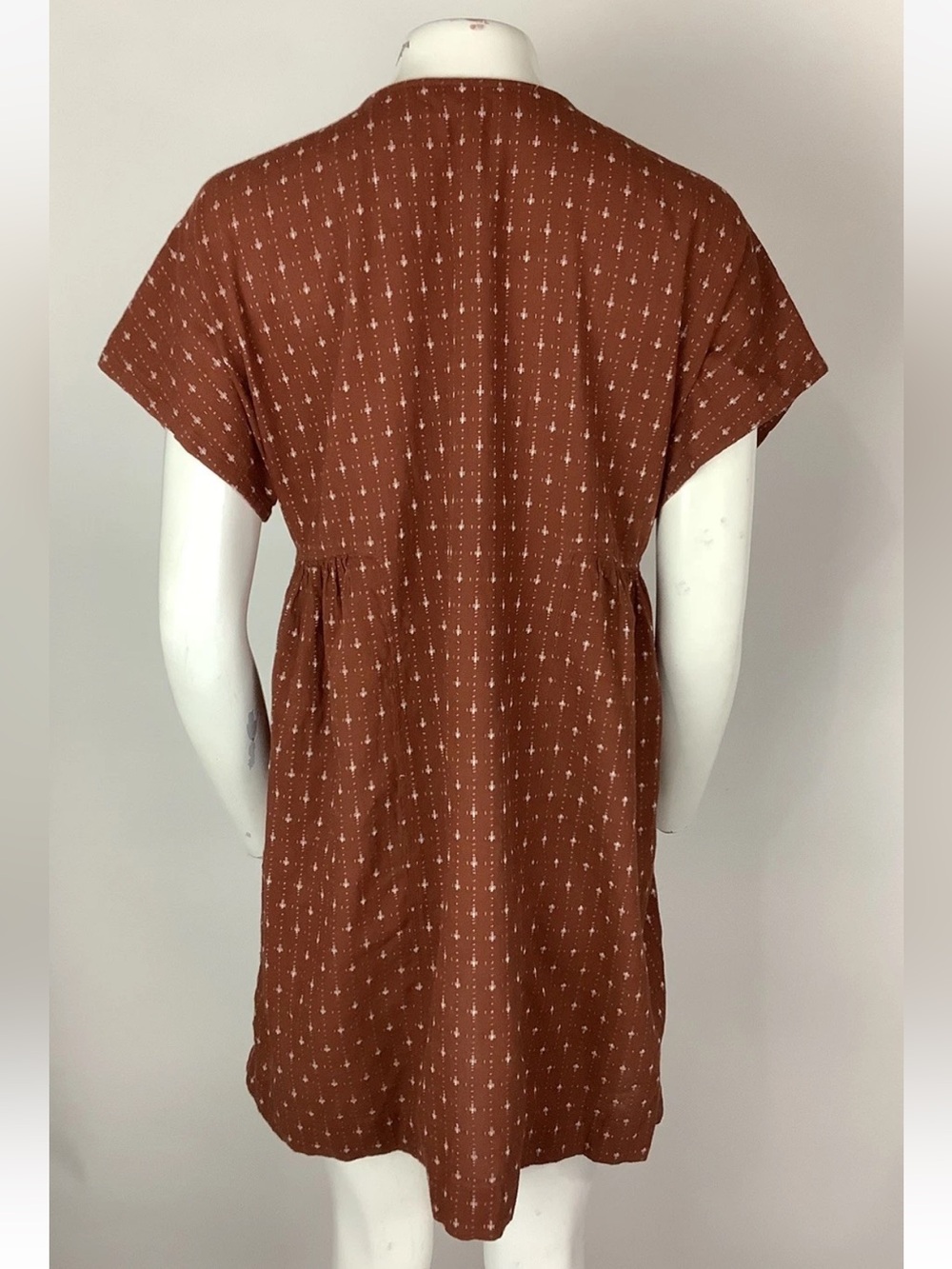 Madewell Sz M 100% Cotton Jacquard Dolman Sleeve Mini Pullover Dress Red - Picture 5 of 8